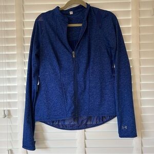Under Armour Zipper Exercise Top Blue Sheer Back Small
